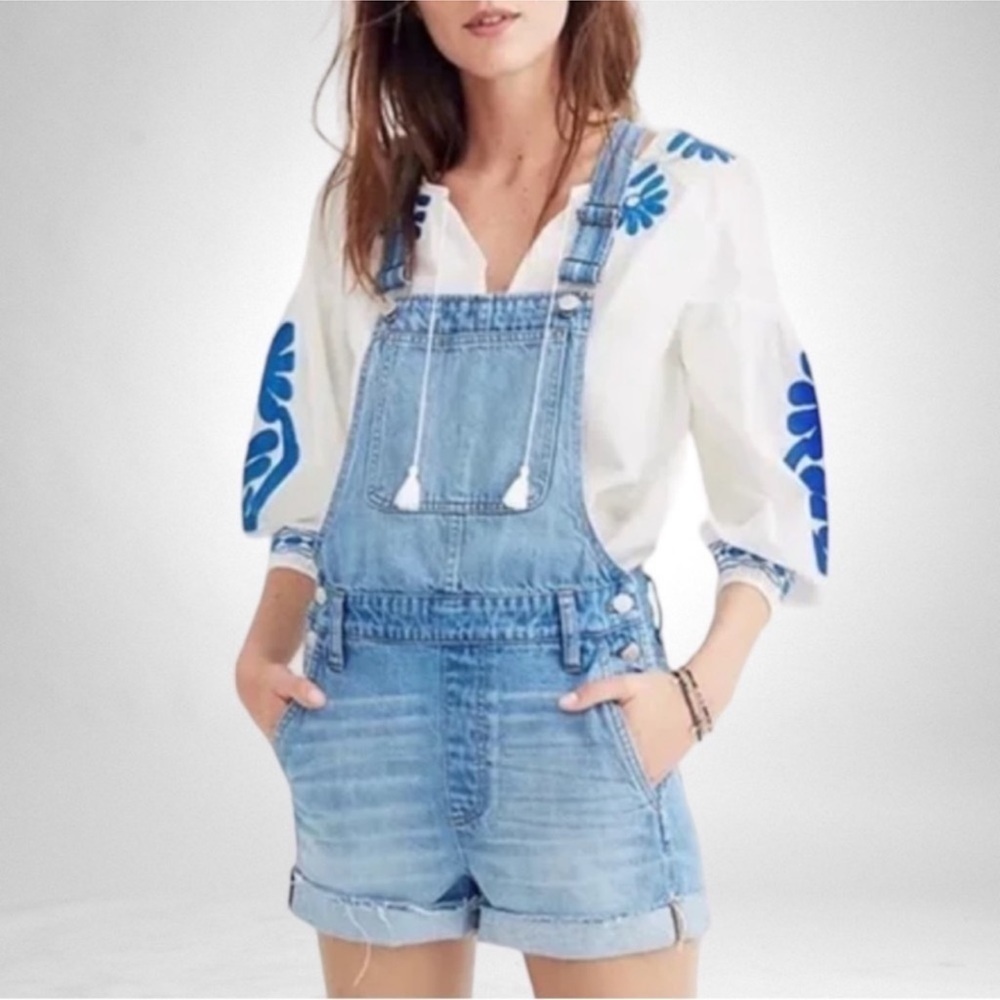 Madewell Adirondack Short Overalls in Ortega Wash